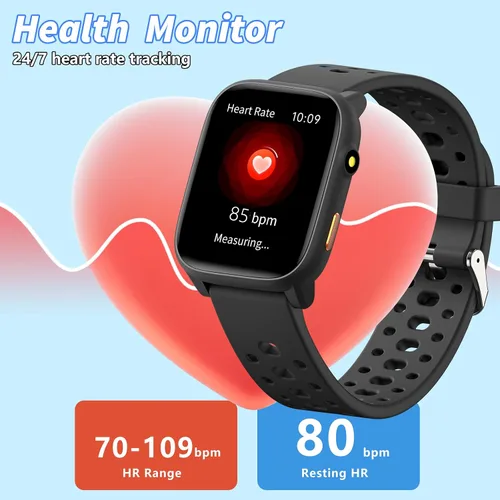Miniatura 4 de Reloj inteligente para niños con juegos de rompecabezas, relojes para niños de 1.83", monitor de ritmo cardíaco, monitor de sueño, podómetro, reloj