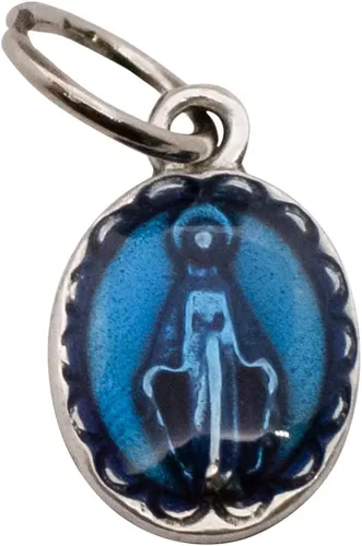 Miniatura 2 de VILLAGE GIFT IMPORTERS Paquete de 10 cuentas milagrosas de medalla, esmalte azul y metal plateado, 0.5 pulgadas de alto, ideal para hacer joyas