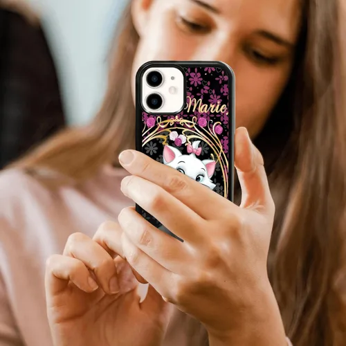 Miniatura 6 de Elegante funda de teléfono con diseño de gato Marie compatible con iPhone 11, funda de encaje dorado para iPhone, a prueba de golpes, rosa fucsia