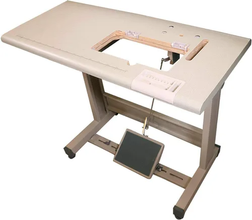 Juki Máquina de coser industrial de punto recto de material pesado, mesa y montaje de servomotor.