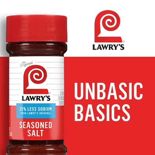 Miniatura 18 de Lawry's Sal sazonada, 25% menos de sodio, sin MSG añadido, certificado Kosher, básico, versátil, condimento multiusos para agitar en carne de res