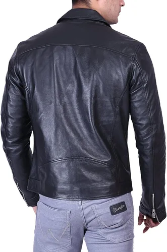 Miniatura 4 de Chaqueta Hombre - Cafe Racer Real Lambskin Leather Motorcycle Biker Jacket