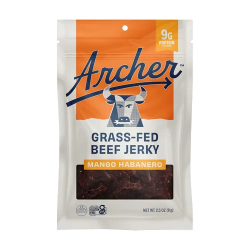 Miniatura 4 de Fuego Beef Jerky by Country Archer, 100% alimentado con pasto, bajo en carbohidratos, sin gluten, snack keto de 2.5 onzas, paquete de 4