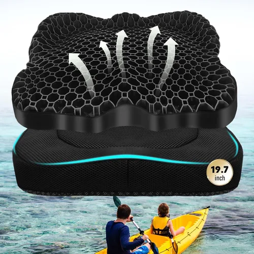 Miniatura 10 de NEW-Vi Cojín antideslizante para asiento de kayak, cojín de gel doble grueso, cojín de asiento de gel impermeable para kayak, alivio del dolor