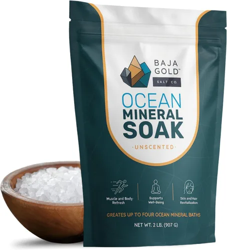 Miniatura 9 de Baja Gold Ocean Mineral Soak – Remojo de baño de magnesio natural y oligoelementos Remojo relajante y limpio de ingredientes para baño, músculos