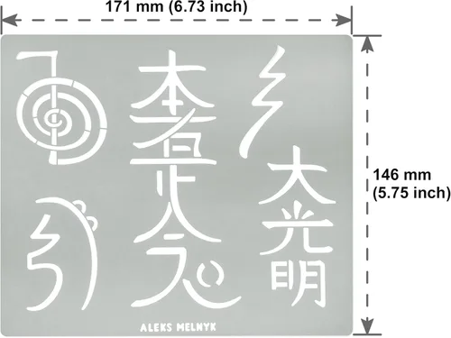 Miniatura 4 de Aleks Melnyk No.100 Usui Reiki Símbolos, Plantilla de Metal Pirografía, Plantilla Namaste Japonesa, Letra China, Dai Ko Myo, Plantilla Artesanal