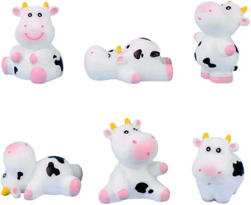6 piezas de figuras de vaca para niños, lindos juguetes de animales, decoración de pasteles, vaca, hada, jardín, figuritas en miniatura, colección