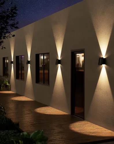 Miniatura 9 de Luces solares de pared para exteriores, 6500 K, 3000 K, paquete de 4 luces de pared de 1500 mAh alimentadas por energía solar, IP65 para exteriores