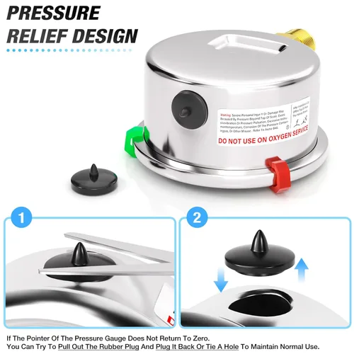 Miniatura 19 de MEANLIN MEASURE Medidor de presión de acero inoxidable relleno de líquido de 0 ~ 300 psi, esfera de cara NPT de 2 pulgadas para compresor de aire