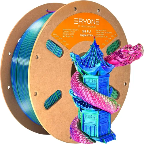 Miniatura 56 de ERYONE Filamento de ácido poliláctico (PLA) de seda bicolor para impresora 3D, de 1.75 mm +/- 0.03 mm, carrete de cartón de 1 kg (2.2 libras)