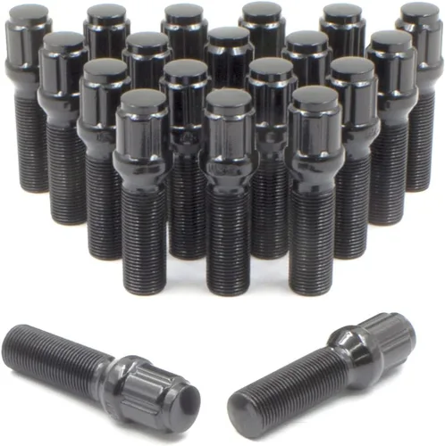 Miniatura 15 de Wheel Accessories Parts 20 pernos de asiento de bellota de rosca M14 x 1.50 con acabado negro, vástago de 1.102 in de longitud de 0.669 in hexagonal