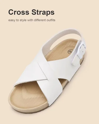Miniatura 2 de Cubufly Sandalias para niños con tiras cruzadas y puntera abierta, zapatos de verano para uso en interiores y exteriores, para niños pequeños