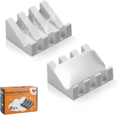 Miniatura 51 de Jabonera Autodrenante con Soporte, Jabonera de Silicona, para Baño, Cocina, Esponjas, Puede Extender la Vida del Jabón, Mantiene las Barras de Jabón