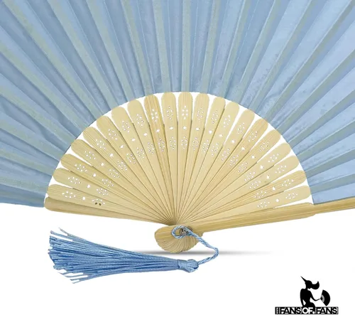 Miniatura 3 de Abanico de mano plegable de mano de tela con borla de grado A, varillas de bambú para mujeres y niñas, fiesta de verano, eventos, cumpleaños, boda