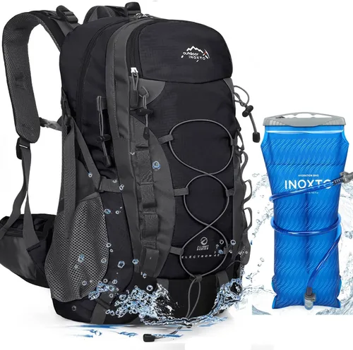 Miniatura 8 de INOXTO Mochila de senderismo ligera 35L/40L Mochila de día de senderismo con cubierta impermeable contra lluvia para viajes, camping al aire libre