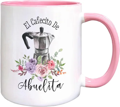 Miniatura 7 de QASHWEY Taza de café floral con texto en inglés "Best Grandma in The World", taza de cerámica impresa de doble cara para cumpleaños de abuelas