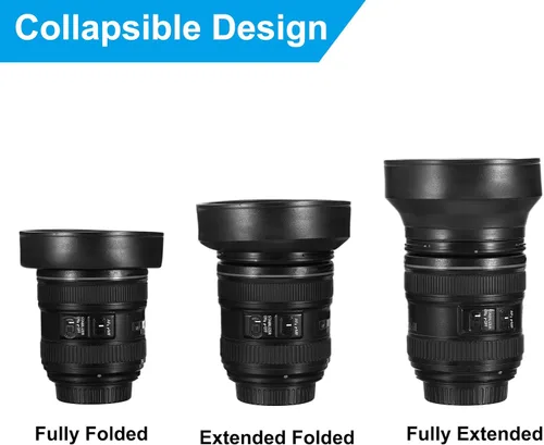 Miniatura 4 de PATIKIL Parasol para lente de cámara de 1.929 in, protector de lente plegable de goma, bloquea el exceso de luz solar, mejora la fotografía