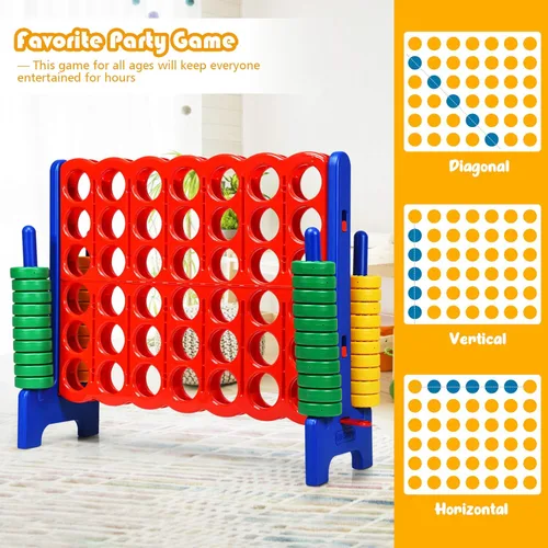 Miniatura 4 de ARLIME Juego gigante de conexión 4 en fila, juego de juguetes jumbo de 4 en puntuación de 47 pulgadas con palanca de liberación rápida, anillo