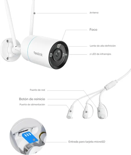 Miniatura 8 de REOLINK Cámara de seguridad para el hogar 4K, cámara exterior WiFi de 2.4/5 GHz, alimentación enchufable (DC 12V/1A), detección de seres