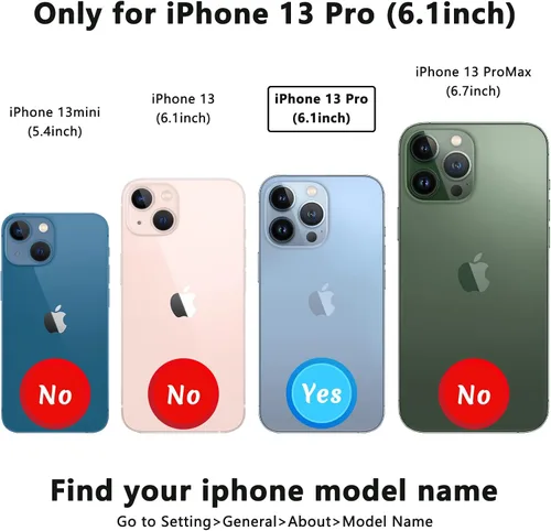 Miniatura 2 de Funda de piel con tapa para tarjetas compatible con iPhone 13 Pro de 6.1 pulgadas, para mujeres y niñas, con tarjetero y función atril, doble cierre