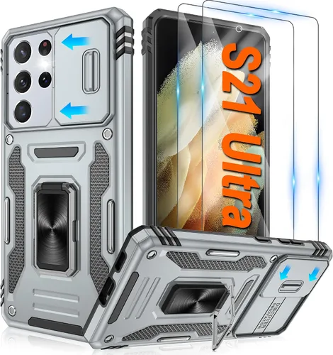 Miniatura 20 de Atump Funda para Motorola Moto G Play 2024 (4G) con [paquete de 2] protector de pantalla HD y cubierta para cámara deslizante, soporte de anillo