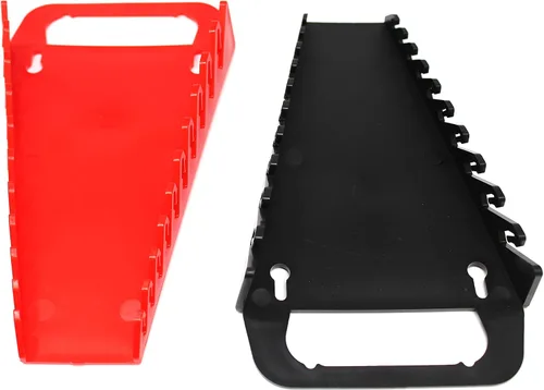 Miniatura 2 de Kit de bandeja organizadora de llaves de agarre de 10 herramientas, 2 soportes de plástico portátiles (kit de 2 piezas, negro y rojo)