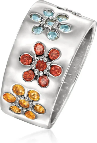 Miniatura 3 de Ross-Simons Anillo de flores multigemas de 1,20 quilates en plata de ley, Piedra preciosa, amatista