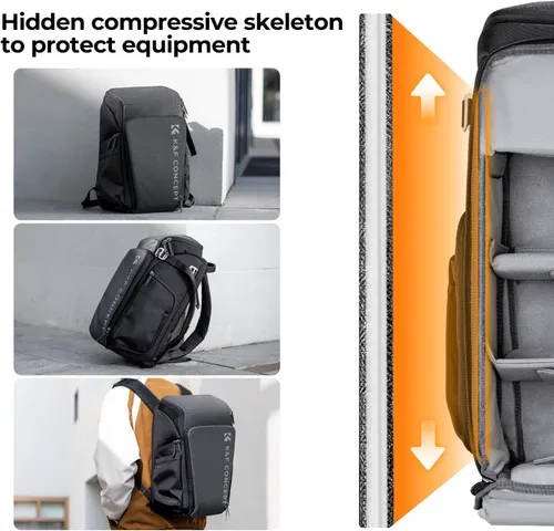 Miniatura 5 de K&F CONCEPT Mochilas profesionales para fotógrafos 25L de gran capacidad Funda para cámara impermeable Mochila para cámara de fotografía