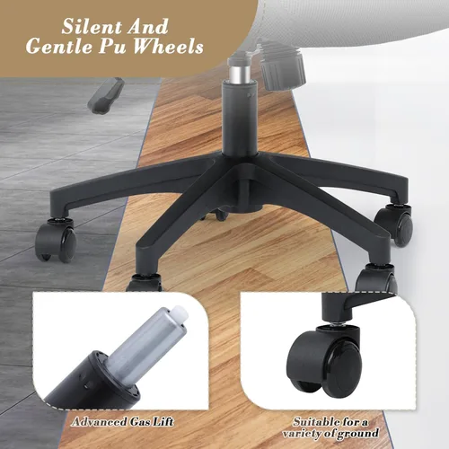 Miniatura 8 de Silla de oficina ergonómica, silla de escritorio de malla con soporte lumbar y asiento ancho (capacidad de 300 libras) altura ajustable, ruedas Negro