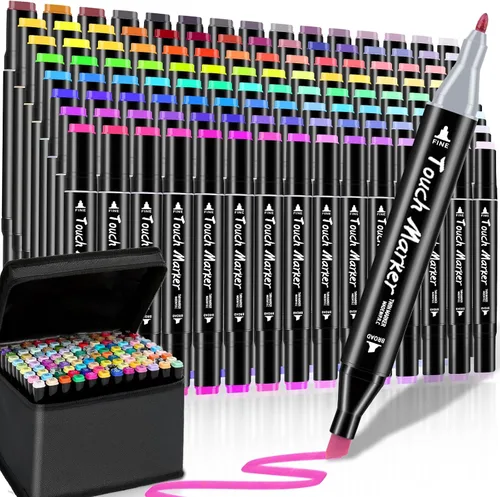 Juego de marcadores de alcohol de 120 colores, doble punta de pincel para dibujo de adultos, bolígrafos de bocetos de colores permanentes a base de