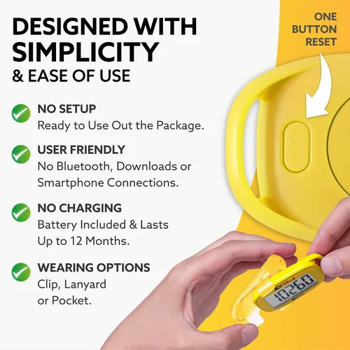 Miniatura 3 de 3DFitBud Simple Contador de Pasos - Podómetro 3D para caminar de 3DActive con clip, cordón, rastreador de pasos preciso, pantalla grande, fácil