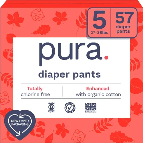 Miniatura 16 de Pura Pantalones de Pañal Hipoalergénicos Talla 9 (48+ lbs) para la Noche, hasta 12 Horas de Protección contra Fugas, Adecuados para Piel Sensible
