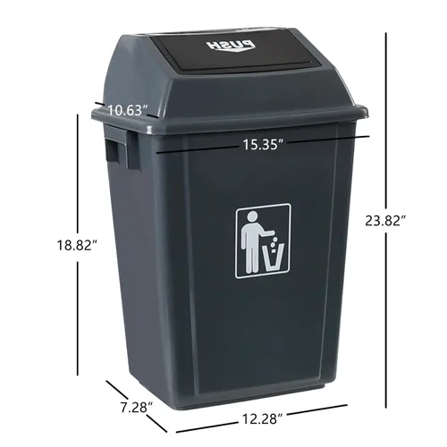 Miniatura 2 de Morcte Paquete de 4 cubos de basura de cocina de 13 galones con tapa giratoria, cubo de basura de plástico para cocina, color gris