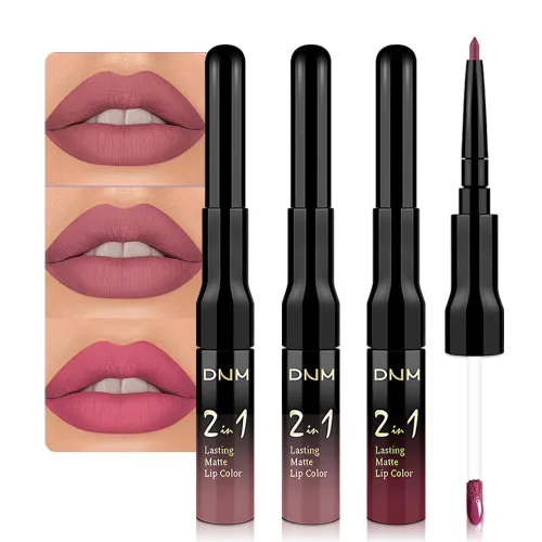 Miniatura 44 de evpct 3 Piezas Delineador de Labios Mate Ciruela Oscuro Morado Rosa Rojo Oscuro y Juegos de Lápiz Labial Líquido para Mujeres de Larga Duración