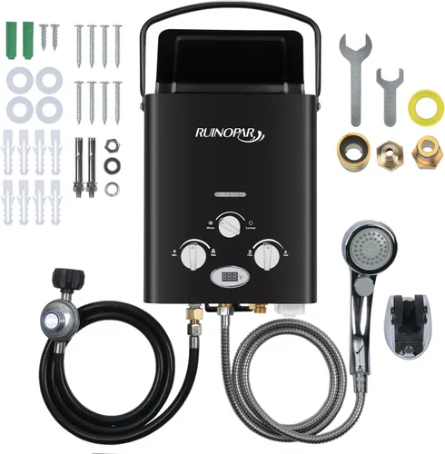 Miniatura 8 de Calentador de agua portátil sin tanque de propano – 6L 1.58GPM RV calentador de agua de gas bajo demanda con pantalla digital para exteriores
