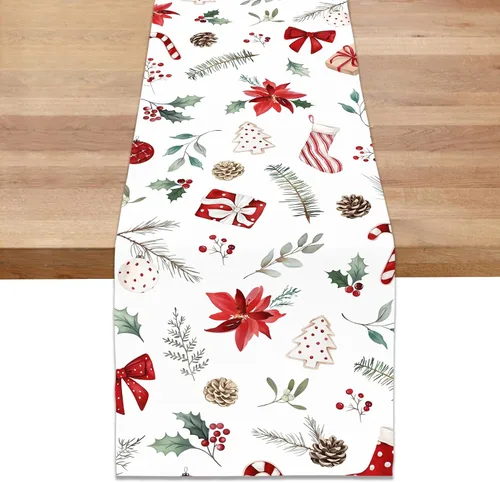 Miniatura 9 de Bonhause Camino de mesa cardenal rojo navideño de 13 x 72 pulgadas, pájaro en rama de pino estacional, invierno, vacaciones, cocina, comedor