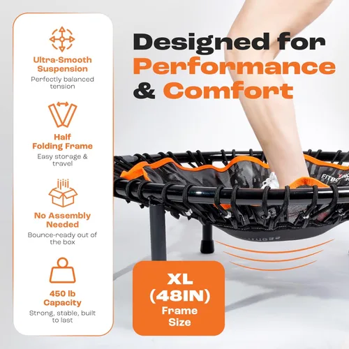 Miniatura 3 de MXL FIT Bounce PRO XL Bungee Rebounder - Premium Indoor Mini Trampoline for Adults, Silent Low-Impact Bounce, Half-Folding with Foldable Steel Legs