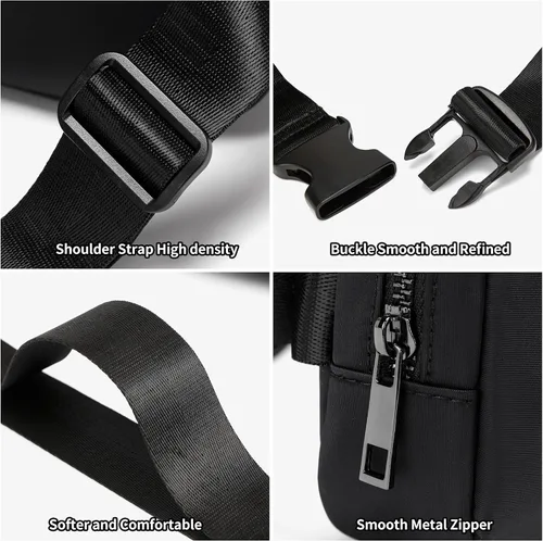 Miniatura 5 de EXYANGEE Riñonera unisex con correa ajustable, Negro -, Riñonera elegante