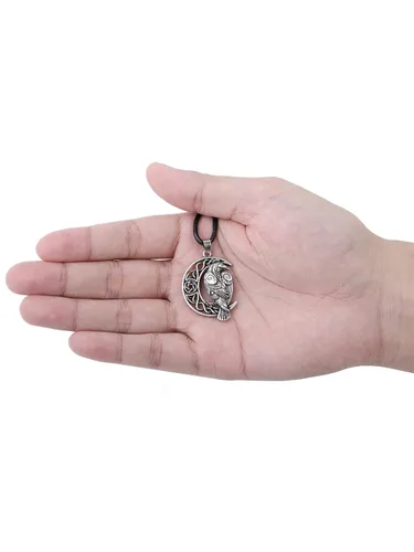 Miniatura 2 de HAQUIL Raven Collar Dije de cuervo celta vikingo Wicca Cordón de piel sintética, aleación, 2