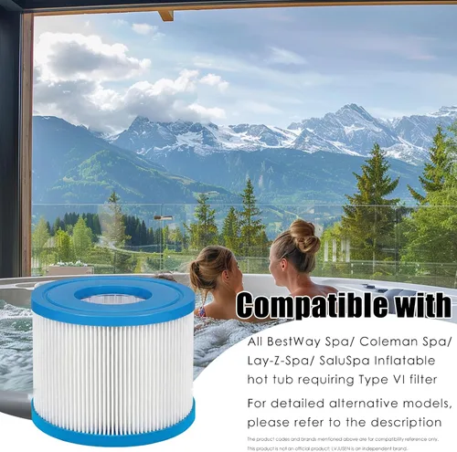Miniatura 3 de Filtro de bañera de hidromasaje tipo VI que reemplaza el filtro Bestway 58323E/Lay-Z-Spa/Coleman SaluSpa VI, cartucho de filtro inflable para spa