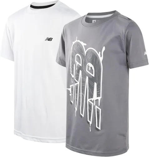 New Balance Camiseta para niño Paquete de 2 camisetas de manga corta de rendimiento activo Camisa de ajuste seco para niños (4-20)