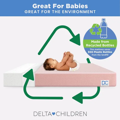 Miniatura 7 de Delta Children Twinkle Stars - Colchón para cuna y niños pequeños con funda transpirable y extraíble lavable a máquina, GREENGUARD Gold, cama