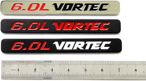 Miniatura 4 de Yoaoo 2 paquetes de emblemas brillantes negro mate 6.0L Vortec 3D compatibles con 1500 2500Hd 3500Hd Silverado Sierra camioneta roja