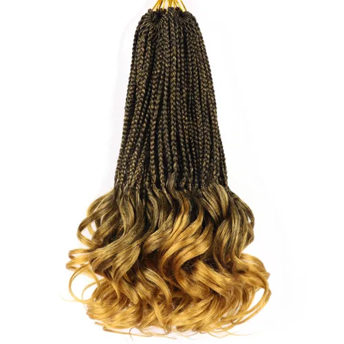 Miniatura 58 de Trenzas de ganchillo rizado francés T33, cabello pre-anillado 10 pulgadas, trenzas cortas rizadas francesas con extremos rizados, trenzas box