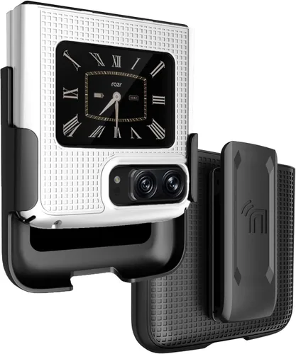 Miniatura 12 de Funda con clip para Motorola RAZR 2022 Flip Phone, Nakedcellphone [textura de cuadrícula] cubierta rígida delgada y [rotación/trinquete] funda