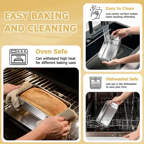 Miniatura 4 de TeamFar Molde para Pan, 9¼" × 5" Molde para Pan de Carne de Acero Inoxidable para Hornear Pan Pastel Tostadas, Saludable y Duradero, Apto