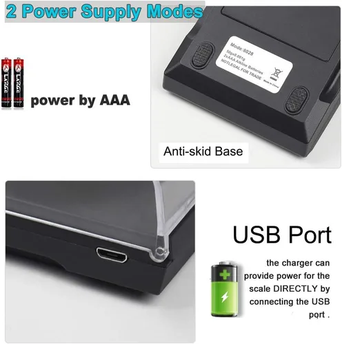 Miniatura 3 de Báscula miligráfica con suministro USB, báscula de recarga NEWACALOX de 100 x 0.00 oz, báscula de polvo de laboratorio multifunción portátil de alta