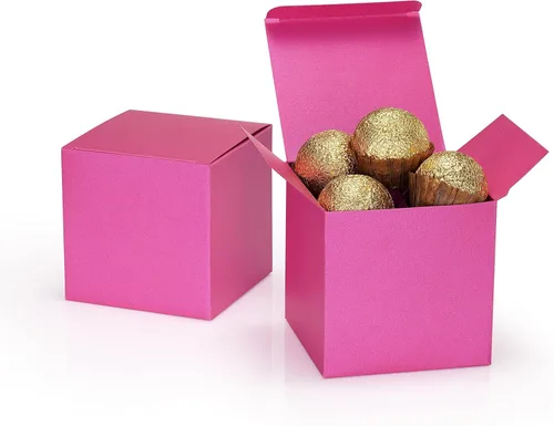 Miniatura 12 de Quotidian Cajas de regalo plegables de papel perlado italiano vintage con purpurina y tapas, de 3 x 3 x 3 pulgadas (7.6 x 3.0 x 3.0 x 3.0 in)