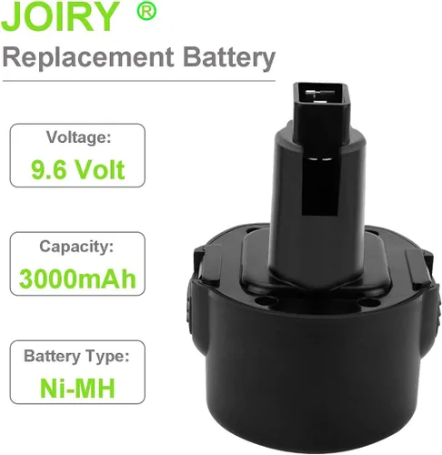 Miniatura 2 de Joiry Paquete de 2 baterías Ni-MH de repuesto de 9.6 V 3000 mAh con mayor seguridad y mayor tiempo de funcionamiento, compatible con Dewalt DE9061