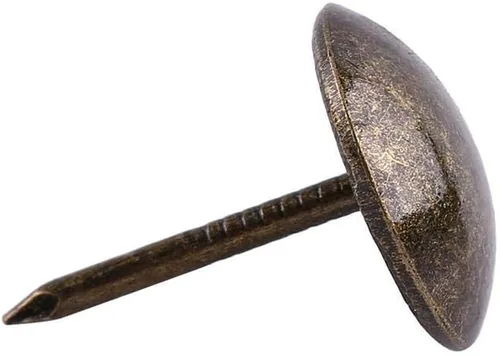 Miniatura 7 de Hilitand 100 tachuelas de tapicería, alfileres de clavos para muebles, sofá, remaches, tapicería, tachuelas para manualidades, latón antiguo